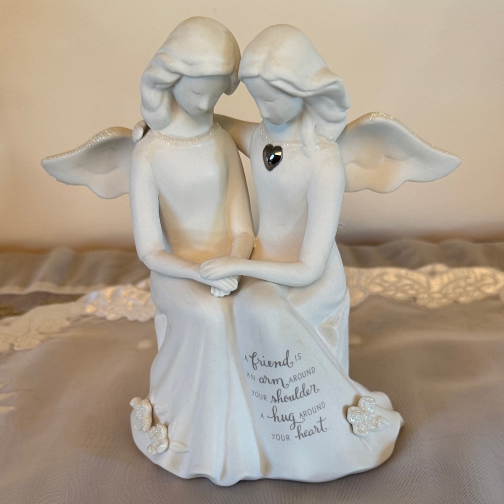 Hallmark Friends Elegant White Angel Duo Figurine